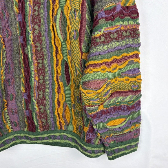 VTG COOGI Australia Men 100% Wool 3D Chunky CrewNeck Sweater Sz L/ XL Cosby Rare - Picture 5 of 14
